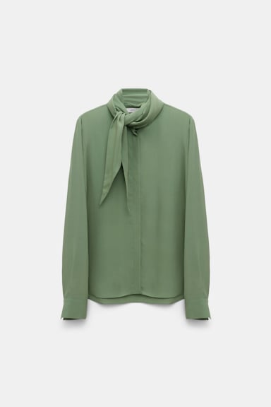 Dorothee Schumacher Flowing silk-viscose crêpe de Chine blouse with tie mistletoe