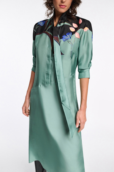 Dorothee Schumacher Silk shirtdress with placement print autumn green