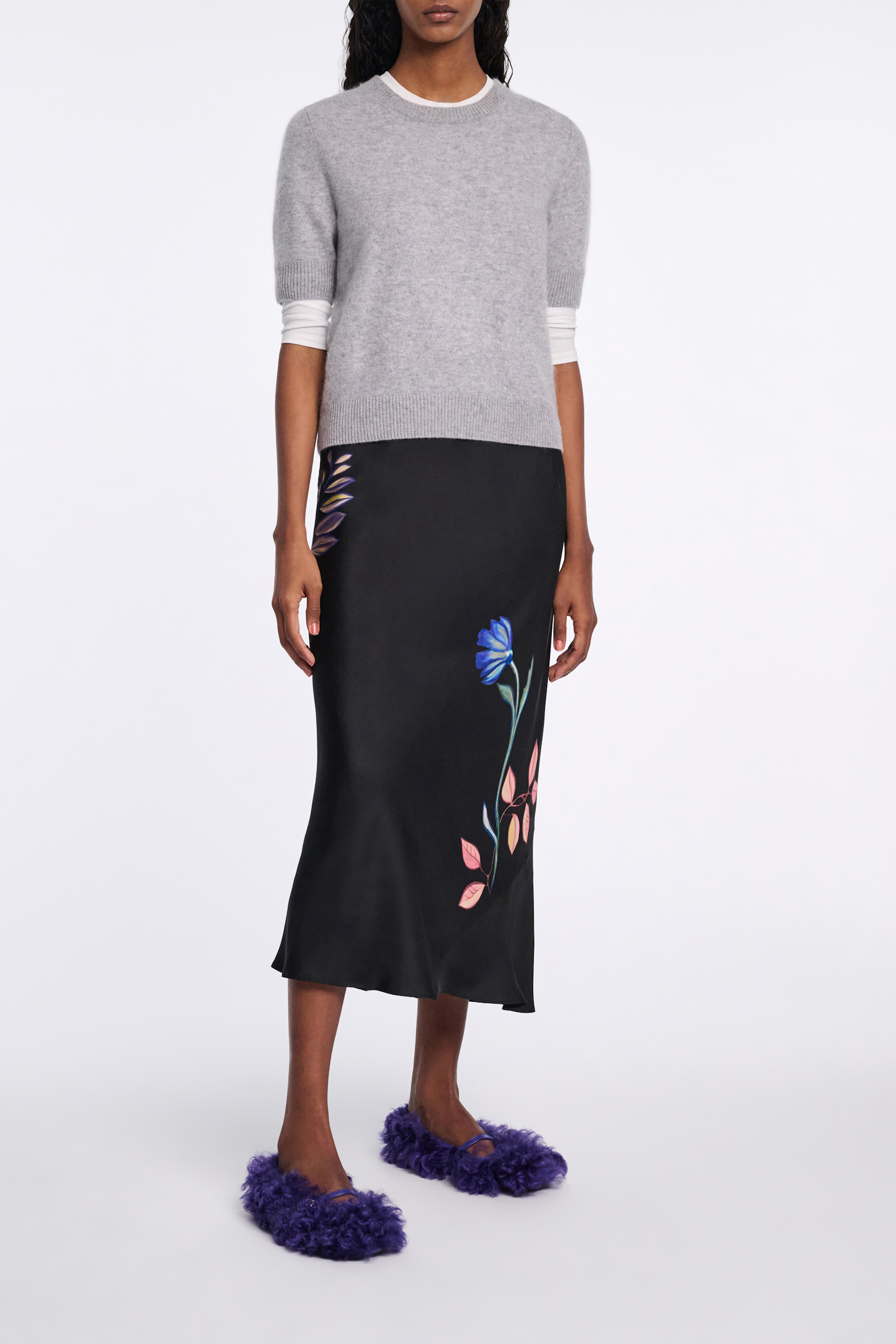 Dorothee Schumacher Silk midi-skirt with placement print autumn garden