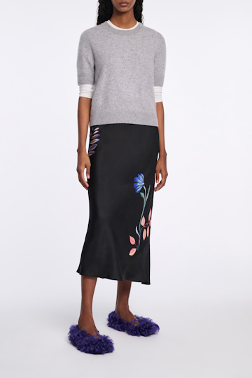 Dorothee Schumacher Silk midi-skirt with placement print autumn garden