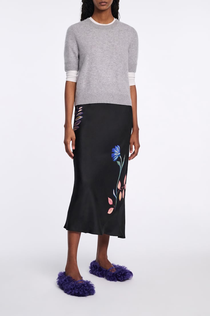 Dorothee Schumacher Silk midi-skirt with placement print autumn garden