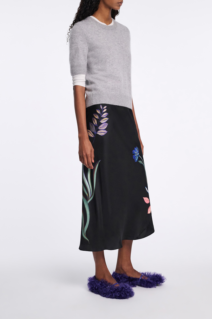 Dorothee Schumacher Silk midi-skirt with placement print autumn garden