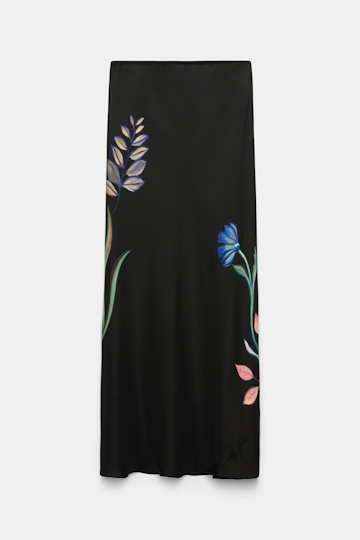 Dorothee Schumacher Silk midi-skirt with placement print autumn garden