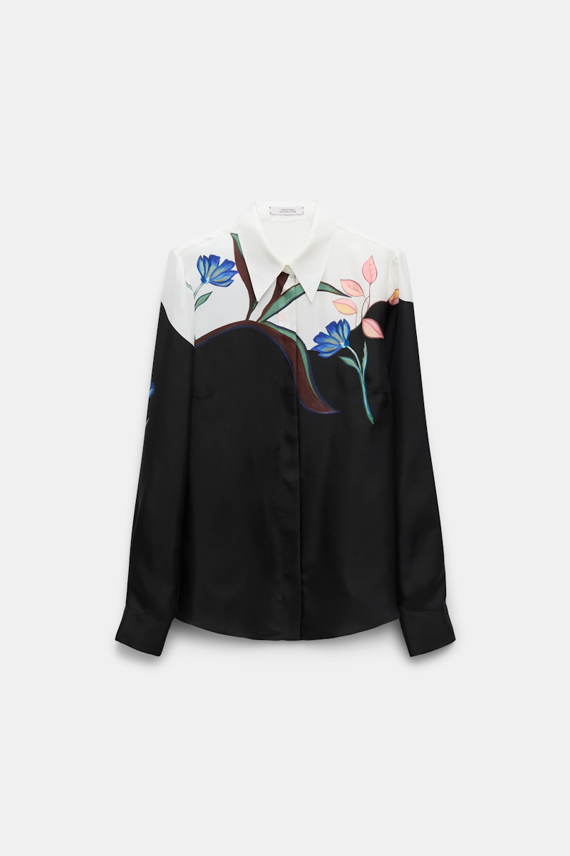 Dorothee Schumacher Silk Twill Blouse With Placement Print In Black