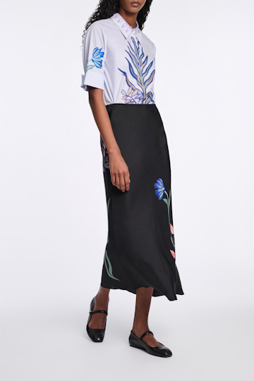 Dorothee Schumacher Printed cotton-poplin half sleeve blouse blue autumn