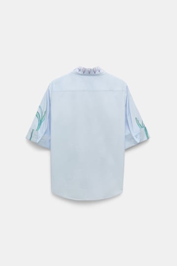 Dorothee Schumacher Halbarmbluse aus bedruckter Baumwoll-Popeline blue autumn