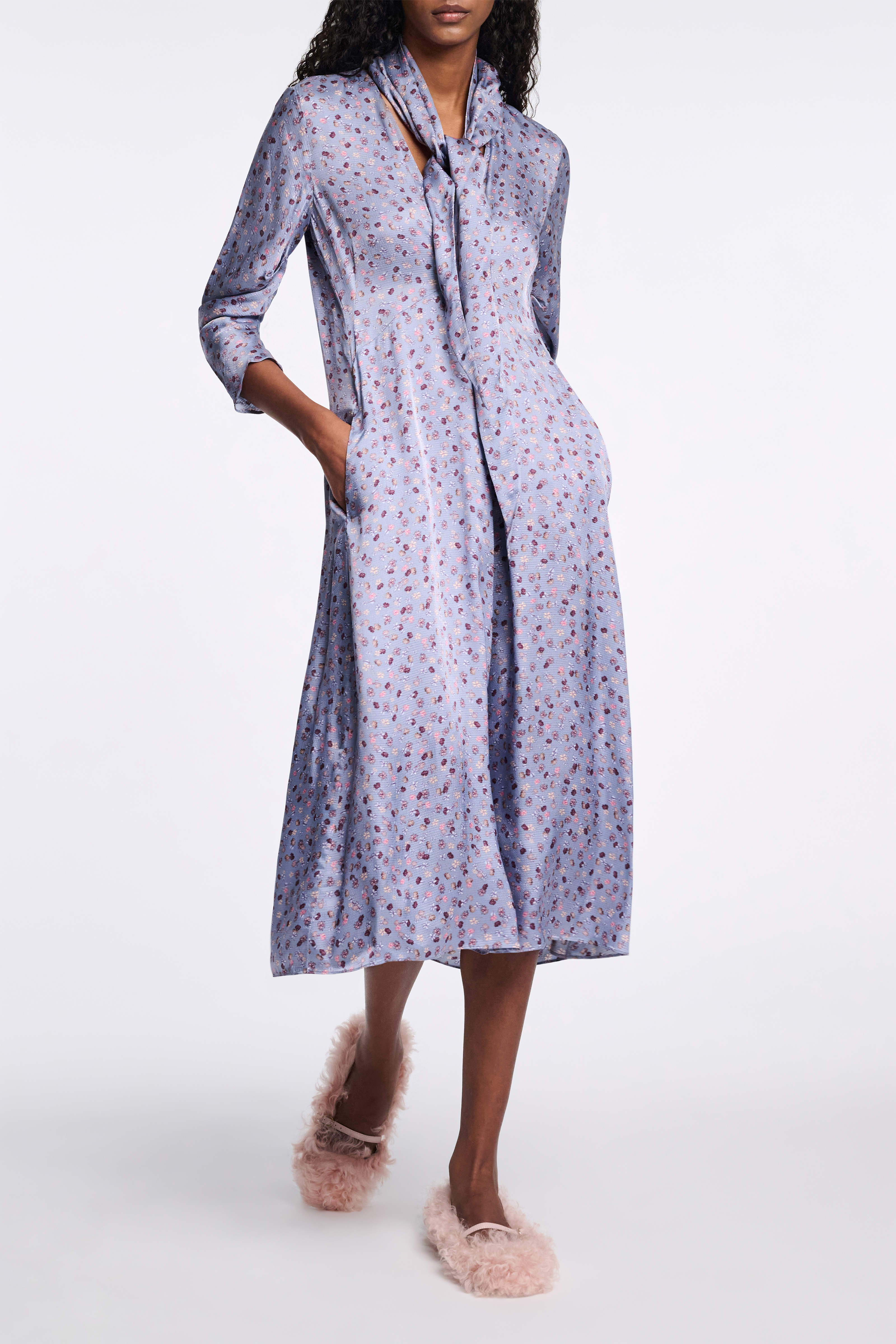 Dorothee Schumacher Printed midi dress in hammered