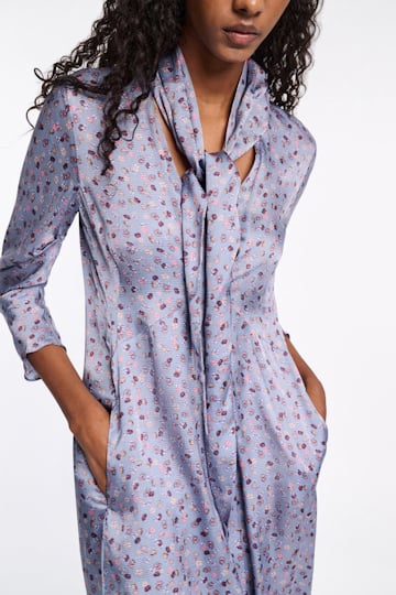 Dorothee Schumacher Printed midi dress in hammered satin Baby Blossom blue