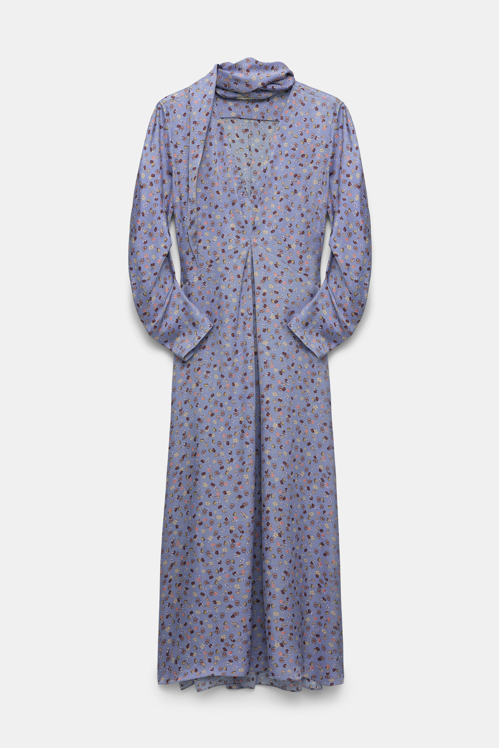 Dorothee Schumacher Printed midi dress in hammered satin Baby Blossom blue
