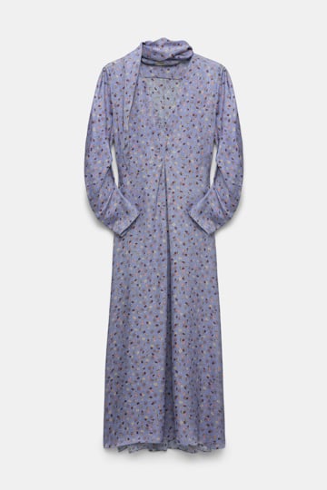 Dorothee Schumacher Midi-Kleid aus gehämmertem Satin Baby Blossom blue