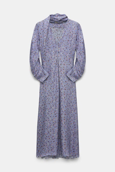 Dorothee Schumacher Midi-Kleid aus gehämmertem Satin Baby Blossom blue