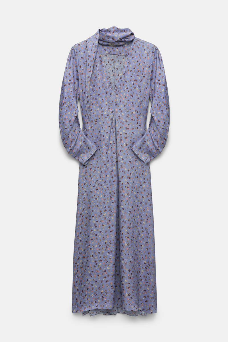 Dorothee Schumacher Printed Midi Dress In Hammered Satin In Multi