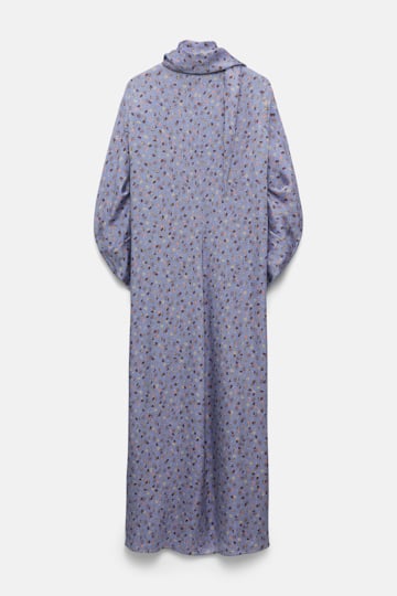 Dorothee Schumacher Printed midi dress in hammered satin Baby Blossom blue