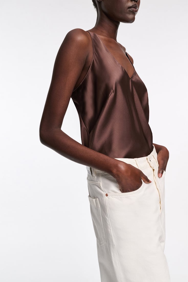 Dorothee Schumacher Seidentop mit verstellbaren Trägern dark chocolate