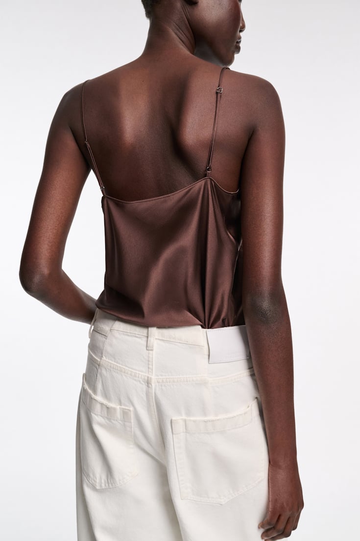 Dorothee Schumacher Seidentop mit verstellbaren Trägern dark chocolate