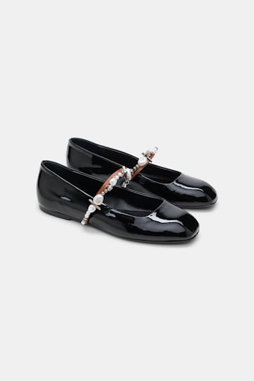 Dorothee Schumacher Mary-Jane Ballerinas mit Perlen-Strap pure black