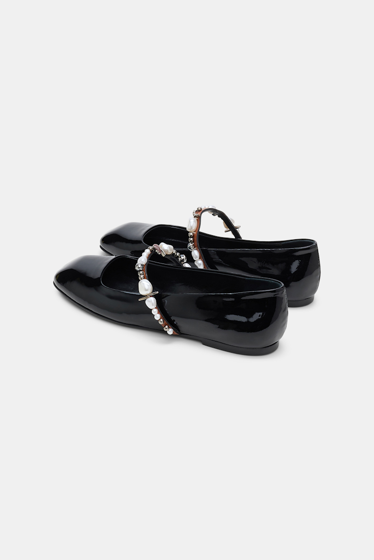 Dorothee Schumacher Pearl-embellished Mary-Janes pure black