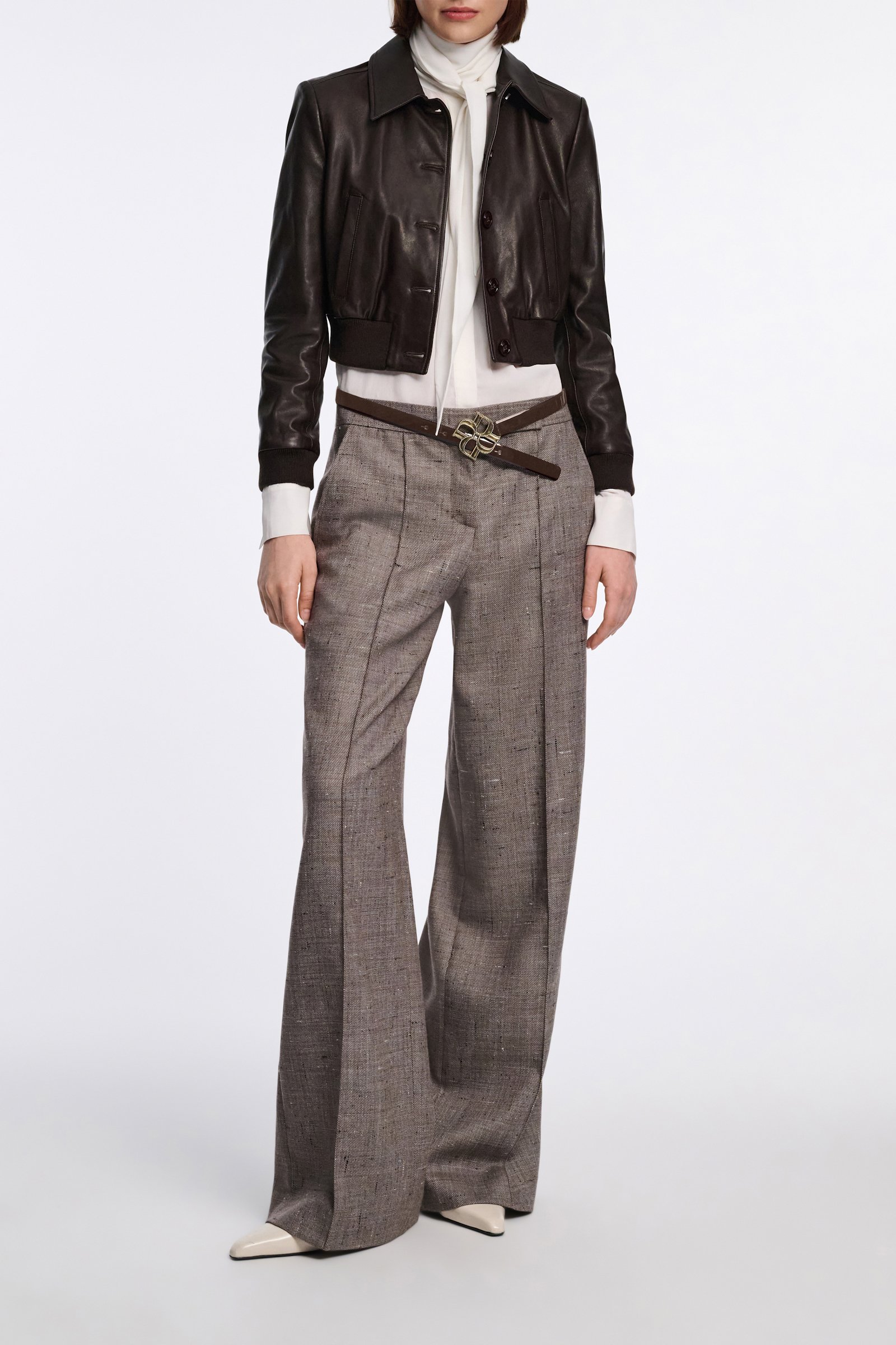 Dorothee Schumacher Gürtel mit D-Rose Schließe chocolate tweed