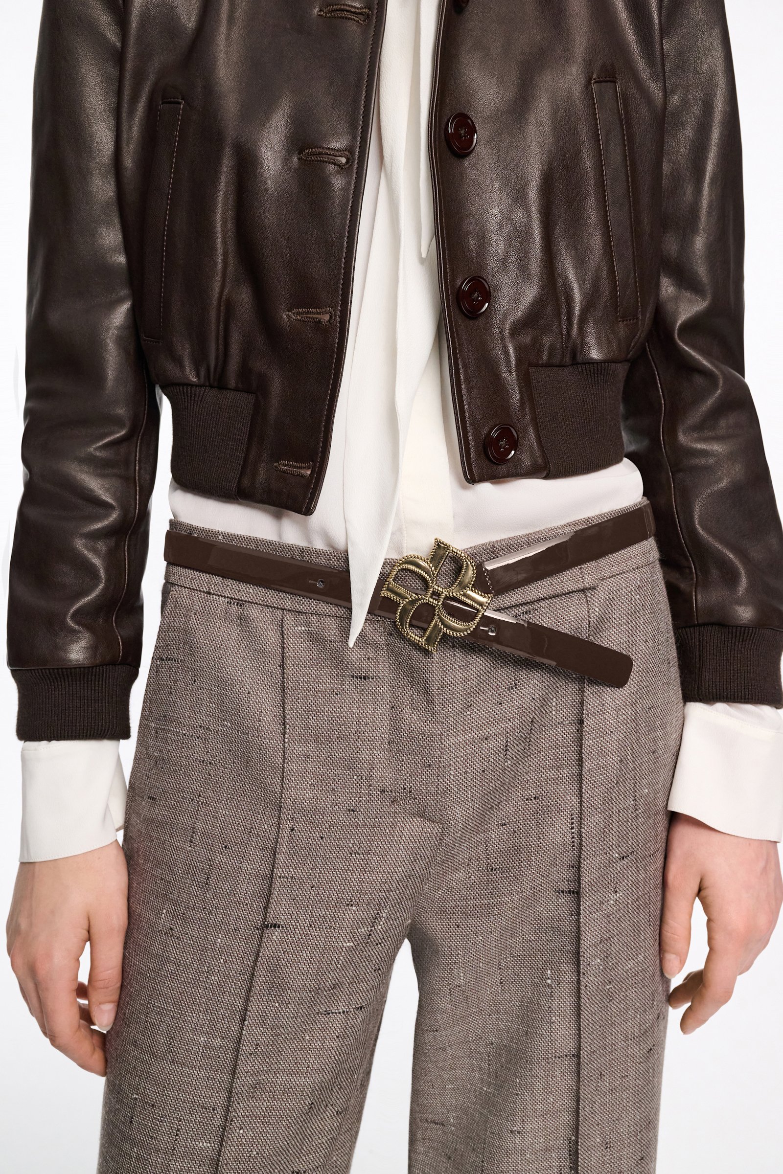Dorothee Schumacher Gürtel mit D-Rose Schließe chocolate tweed
