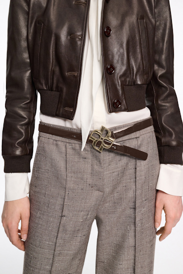 Dorothee Schumacher D-Rose buckle belt chocolate tweed