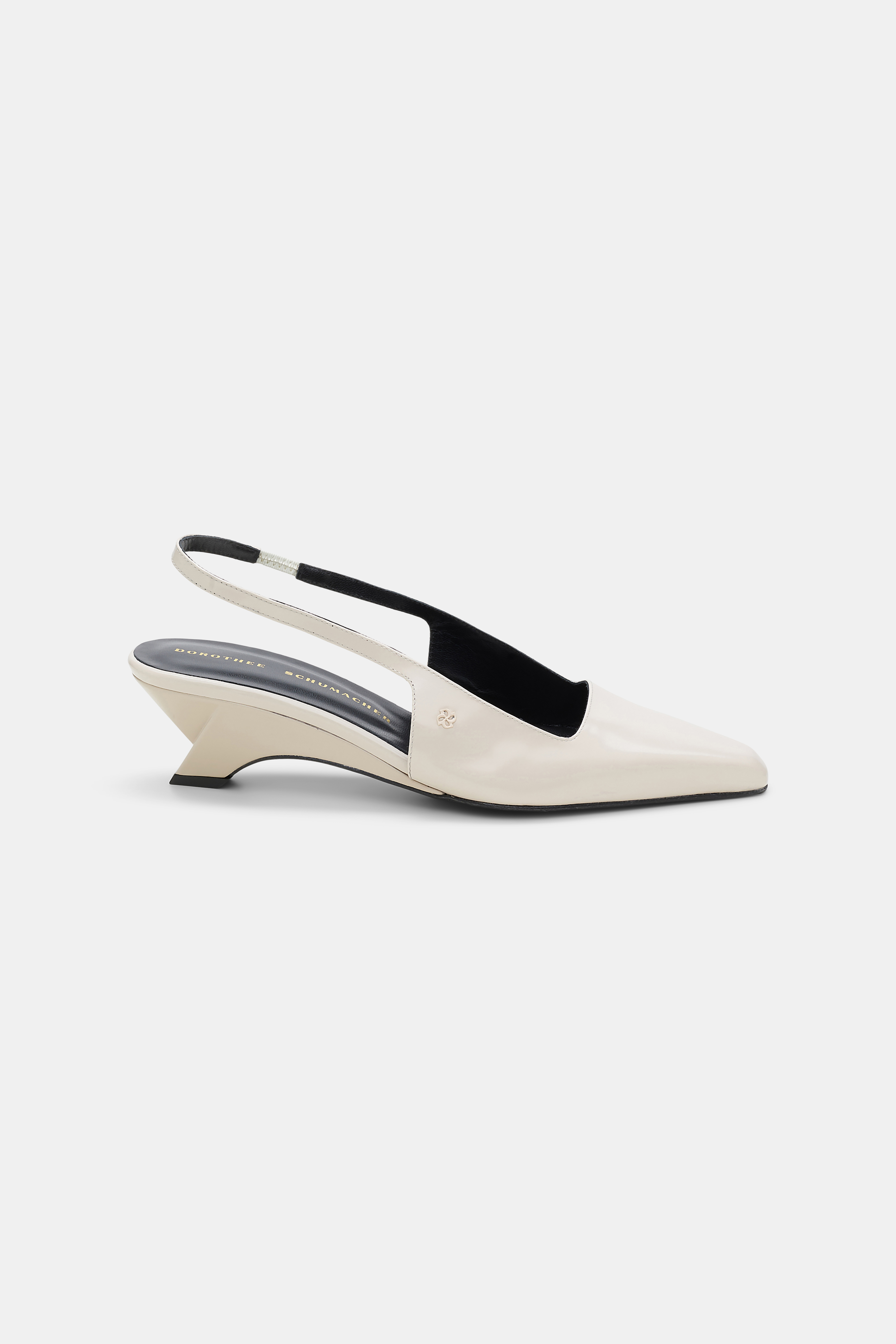Dorothee Schumacher Slingback graphic contour wedges dark cream