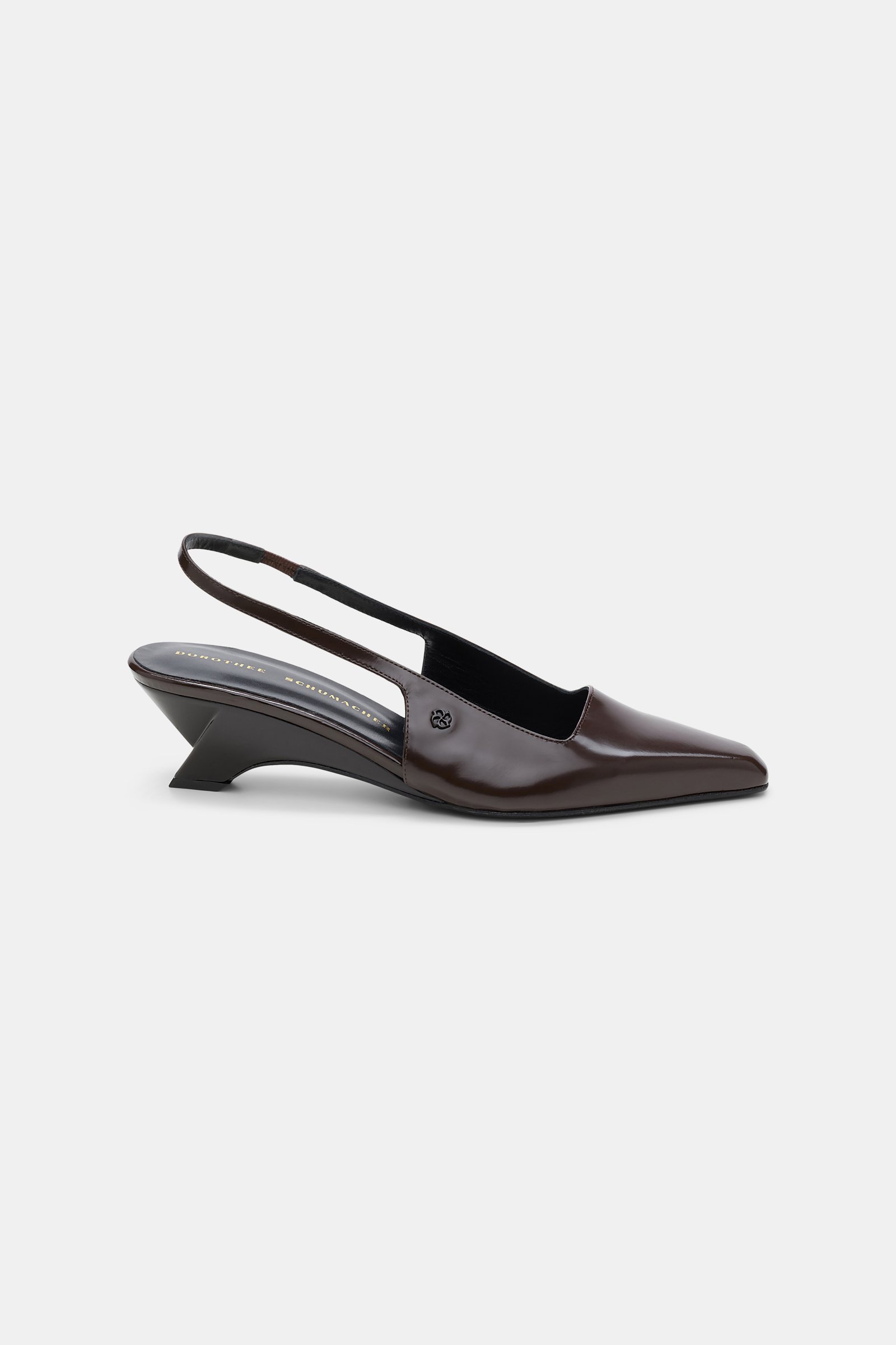 Dorothee Schumacher Slingback graphic contour wedges chocolate tweed