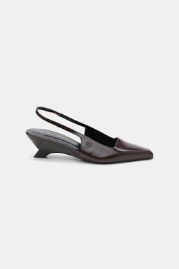 Dorothee Schumacher Slingback graphic contour wedges chocolate tweed