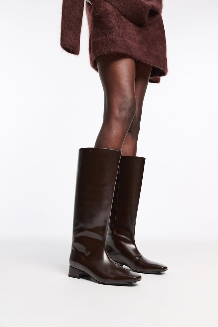 Dorothee Schumacher Reitstiefel aus Leder chocolate tweed
