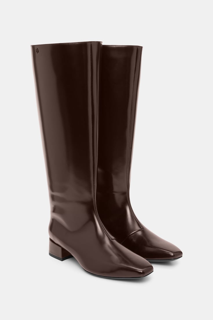 Dorothee Schumacher Reitstiefel aus Leder chocolate tweed