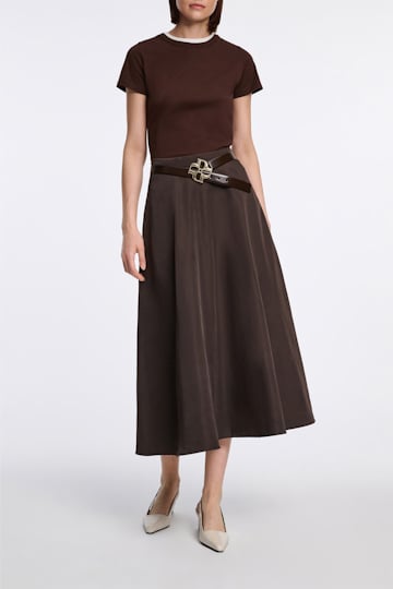 Dorothee Schumacher D-Rose buckle belt chocolate tweed
