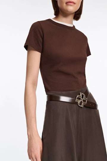 Dorothee Schumacher D-Rose buckle belt chocolate tweed