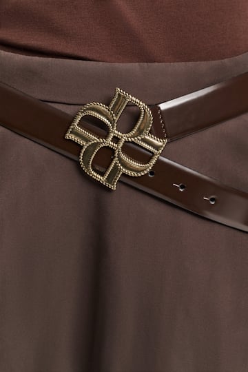 Dorothee Schumacher D-Rose buckle belt chocolate tweed