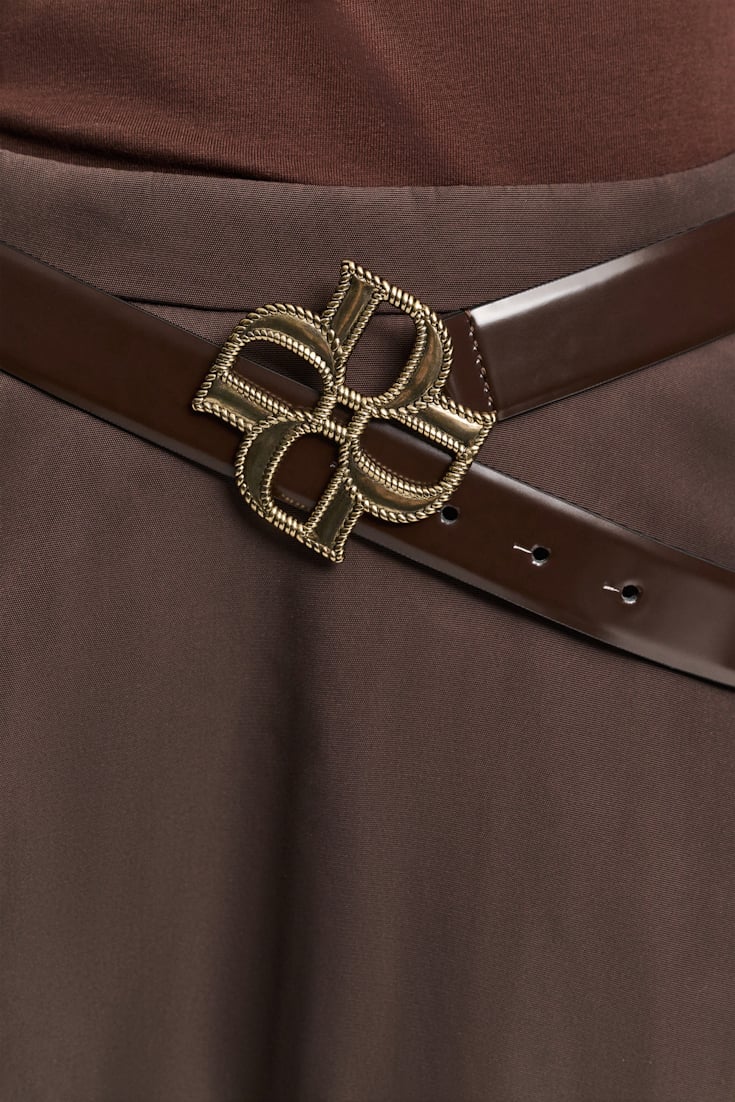 Dorothee Schumacher D-Rose buckle belt chocolate tweed