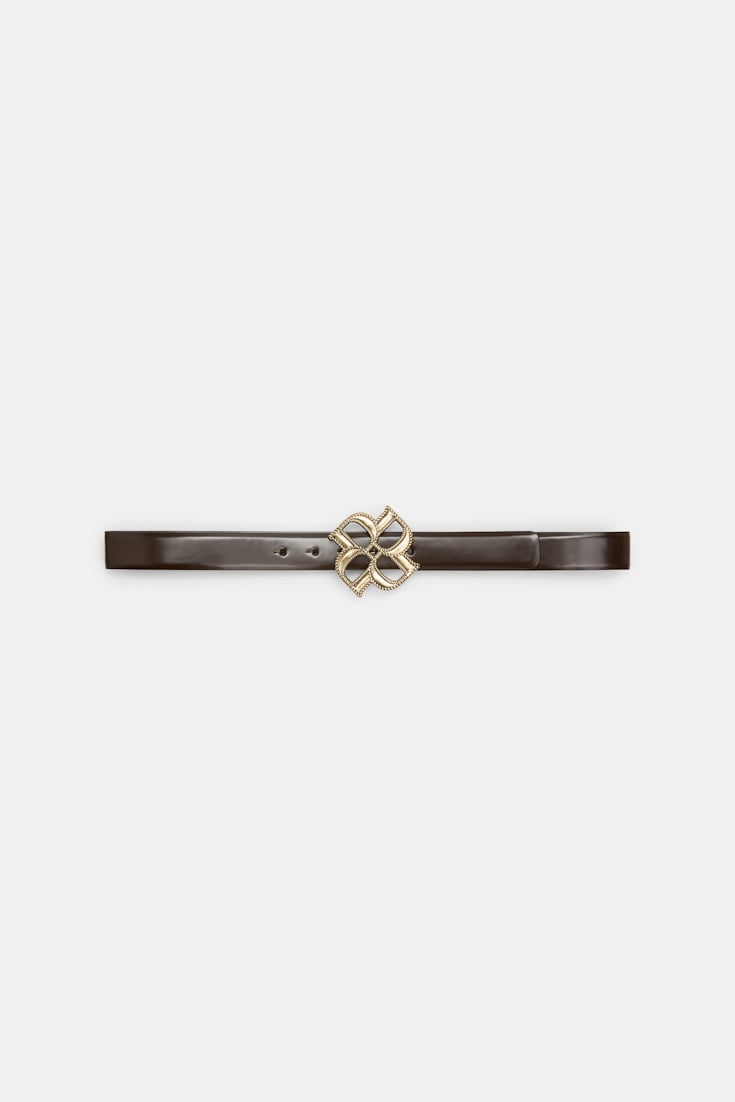 Dorothee Schumacher D-Rose buckle belt chocolate tweed