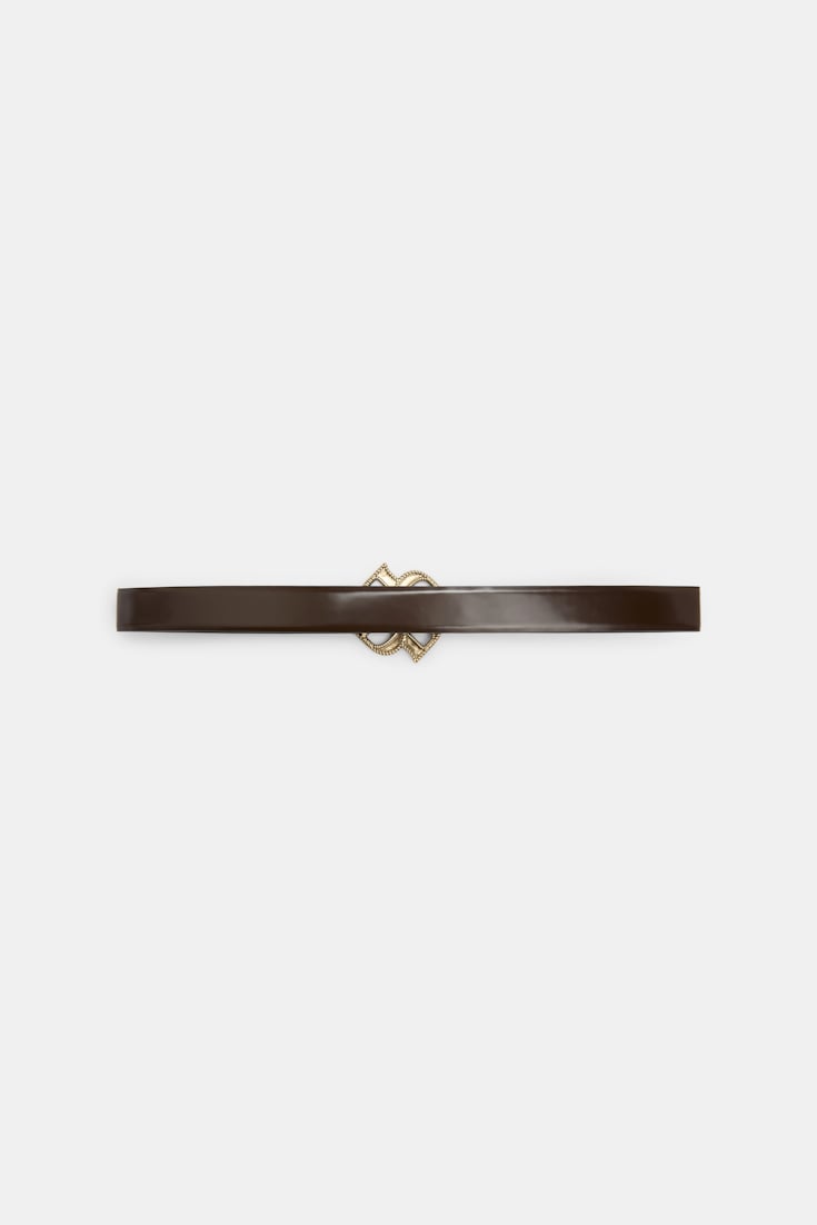 Dorothee Schumacher D-Rose buckle belt chocolate tweed