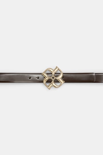Dorothee Schumacher D-Rose buckle belt chocolate tweed