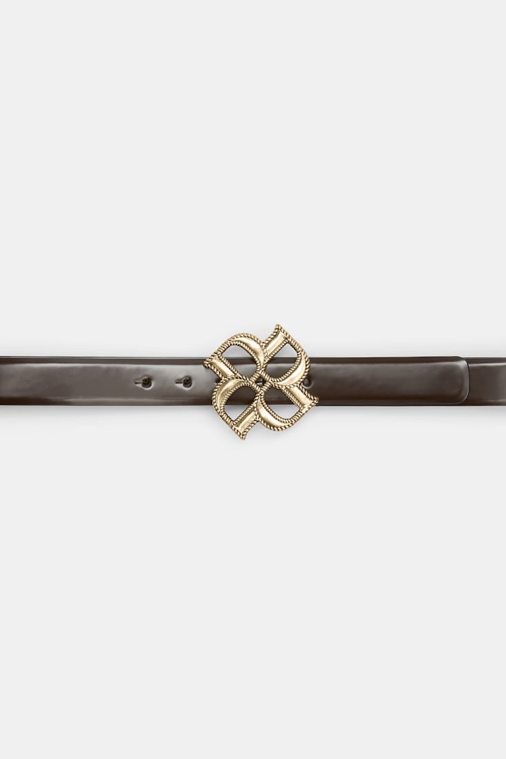 Dorothee Schumacher D-Rose buckle belt chocolate tweed