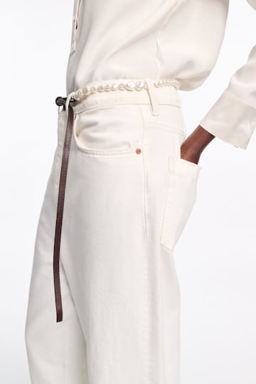 Dorothee Schumacher Leather belt with pearl bead embellishment chocolate