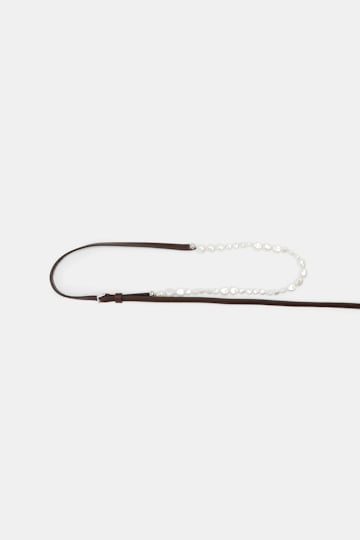 Dorothee Schumacher Leather belt with pearl bead embellishment chocolate