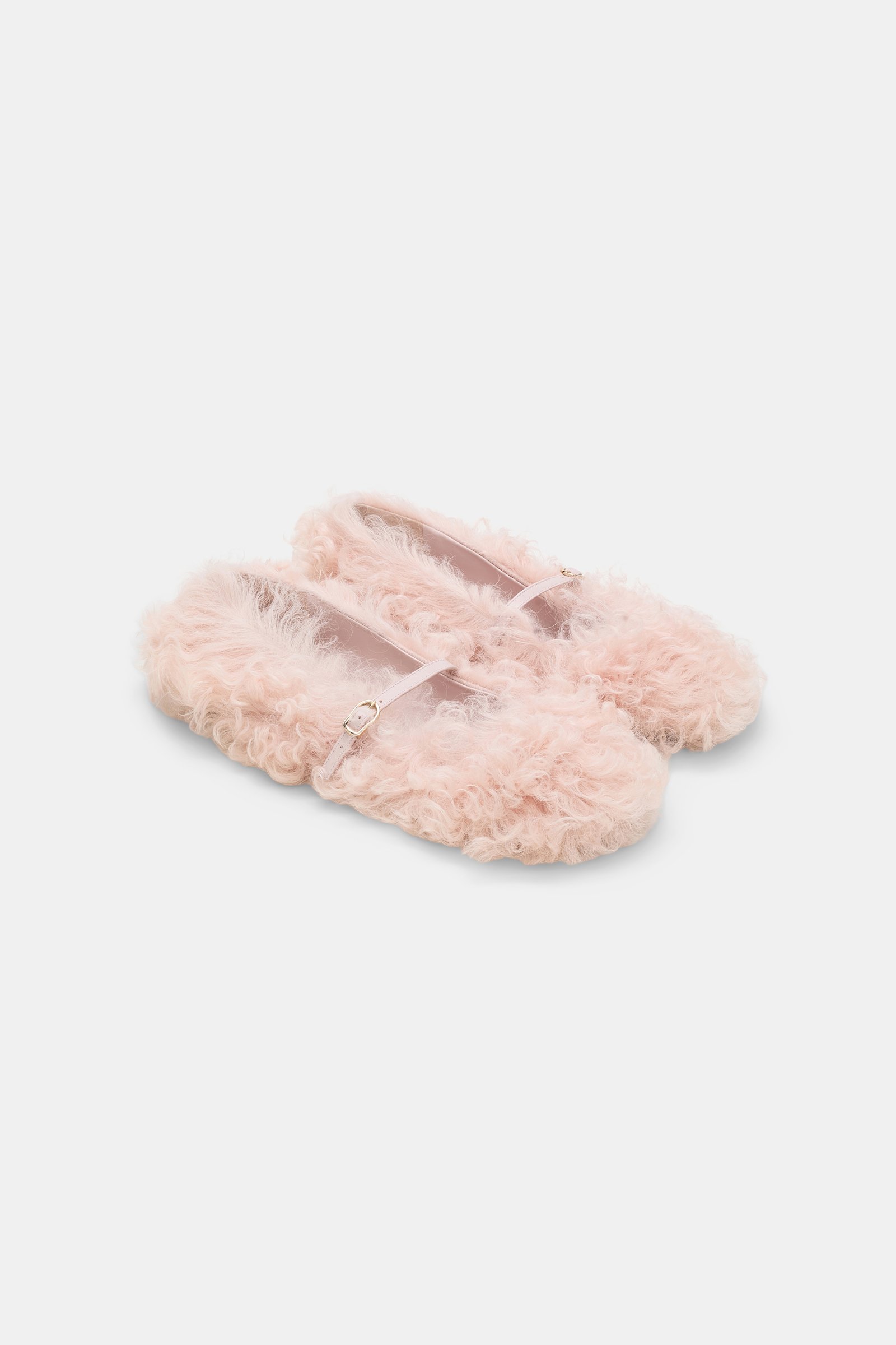 Dorothee Schumacher Furry Mary-Jane Ballerinas light powder
