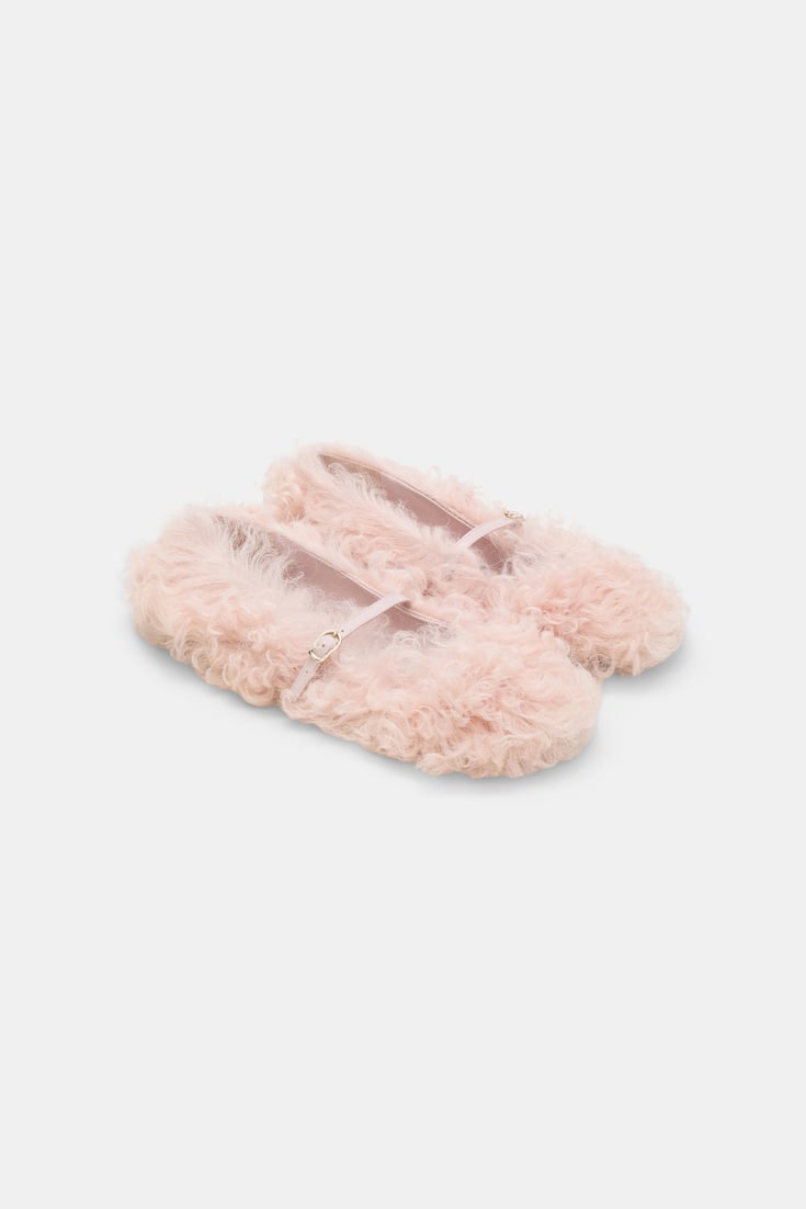 Dorothee Schumacher Furry Mary-Jane Ballerinas light powder