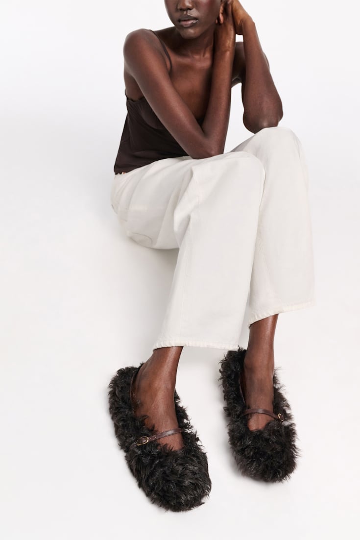 Dorothee Schumacher Furry Mary-Jane Ballerinas dark chocolate