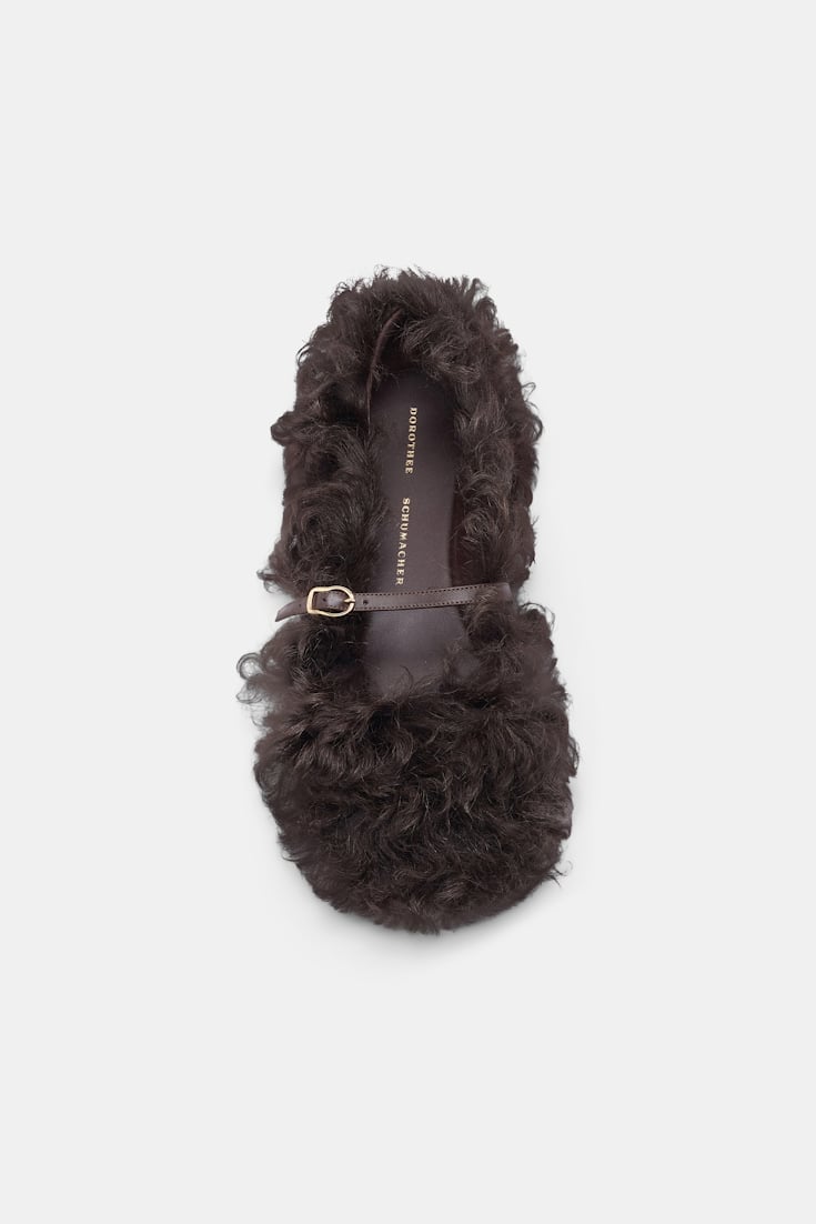 Dorothee Schumacher Furry Mary-Jane Ballerinas dark chocolate