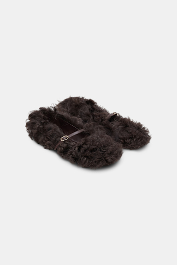 Dorothee Schumacher Curly sheepskin Mary-Janes dark chocolate