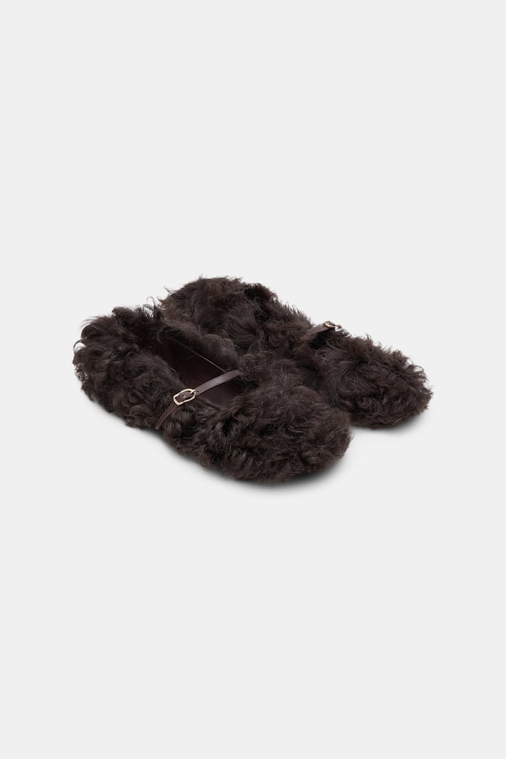 Dorothee Schumacher Furry Mary-Jane Ballerinas dark chocolate
