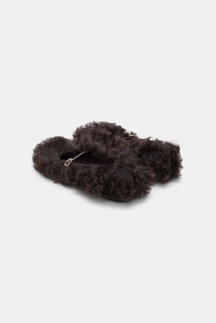 Dorothee Schumacher Furry Mary-Jane Ballerinas dark chocolate