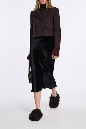 Dorothee Schumacher Curly sheepskin clogs dark chocolate
