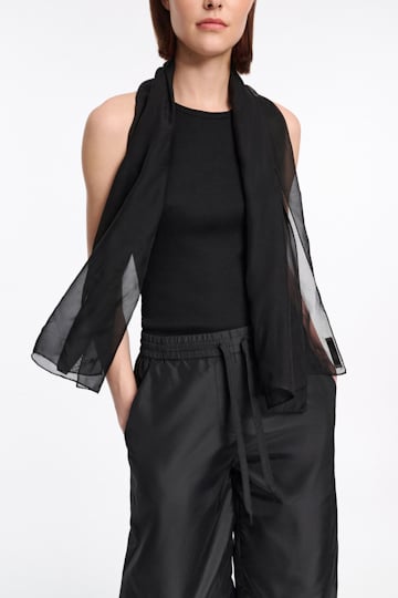 Dorothee Schumacher Silk chiffon scarf pure black