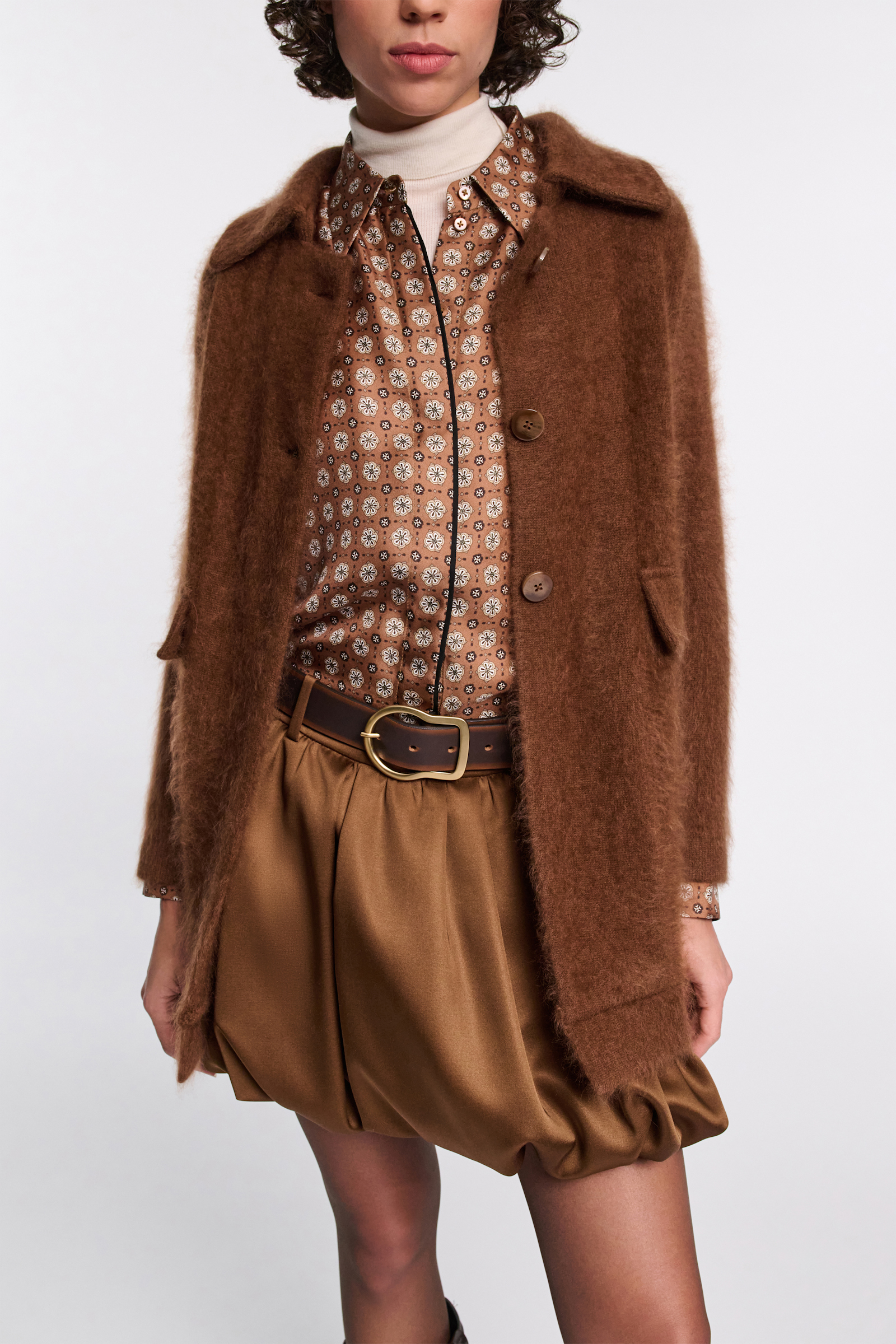 Dorothee Schumacher Fluffy Mantel aus Merino und Kaschmir coffee