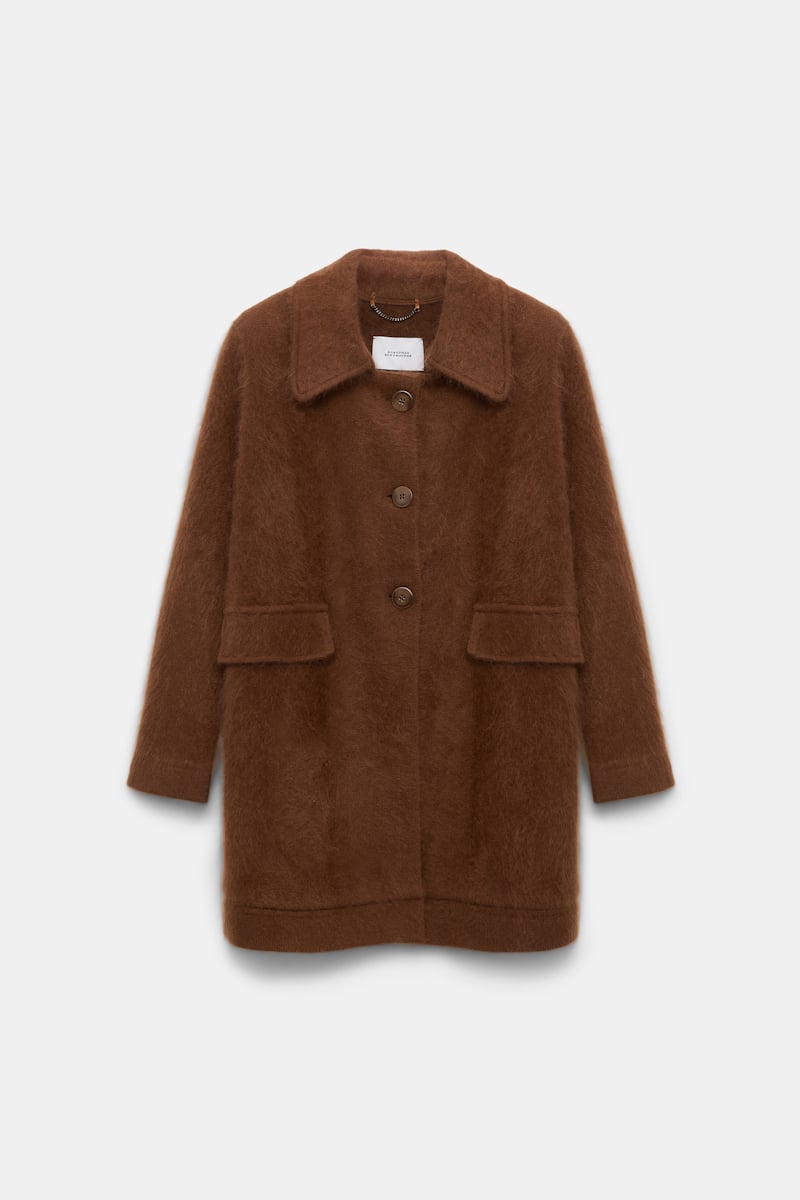 Dorothee Schumacher Fluffy Wash Knit Coat In Brown